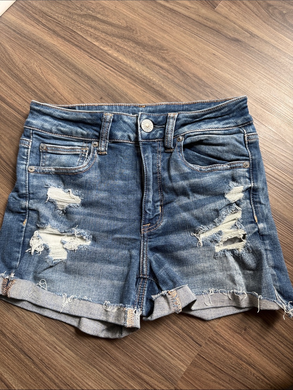 American Eagle Outfitters Distressed Denim Shorts - Blue